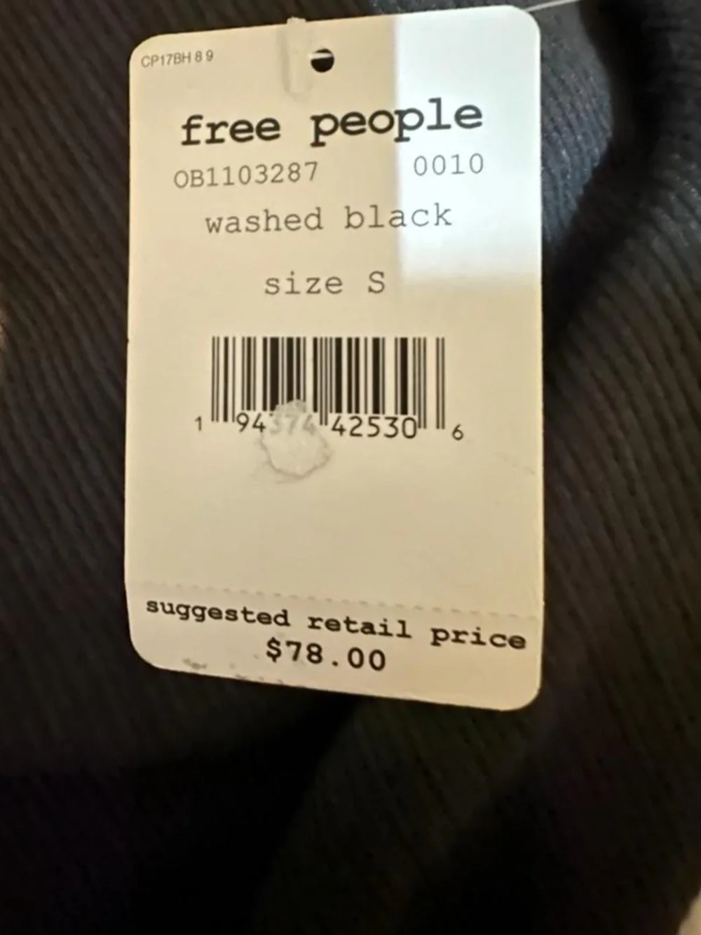 Free People Black Lace-Detail Long Sleeve V-Neck Top